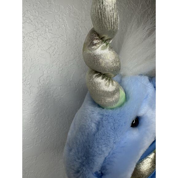 2007 Animal Alley Toys R Us Stars Unicorn Stuffed Animal Plush Blue White 18" - Picture 4 of 10